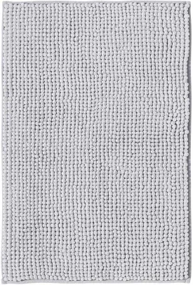 Produktbild von Unyqoos® Graue Chenille‑Mikrofaser‑Badematte – weiche, rutschfeste Dusch‑ & Badematte, 50 x 80 cm, waschbar, wasserabsorbierend