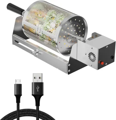 Produktbild von Rotisserie Grill, automatischer drehbarer Grillkorb 16,5 bis 29,5 cm, Edelstahl, für Garten