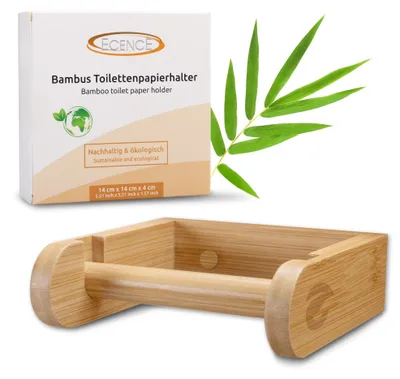 Produktbild von ECENCE Toilettenpapierhalter Holz Bambus Wandmontage ohne Bohren möglich