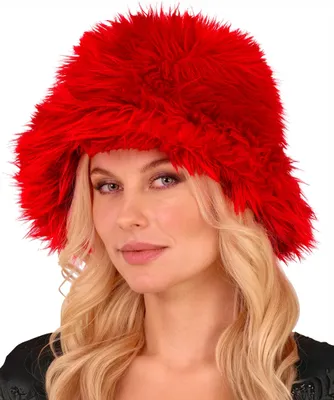 Image de Chapeau de pêcheur en peluche rouge Bob en peluche rouge pour adultes - taille unique