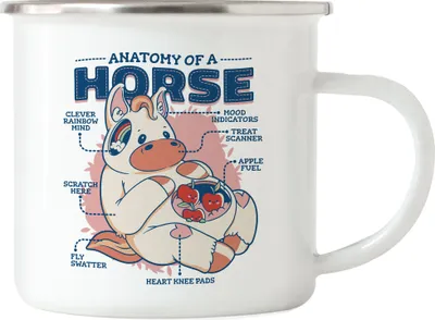 Produktbild von Anatomy Of A Horse Emaille Tasse Pferd Hengst Stute Hobbie Pferdeflüsterer Pferdeliebhaber Reiten Reiter Spirit