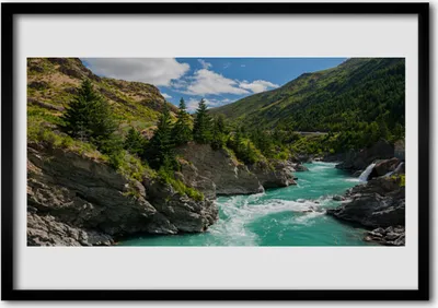 Produktbild von Bild 100x70 MDF-Rahmen Wandkunst Berge Fluss-Landschaft
