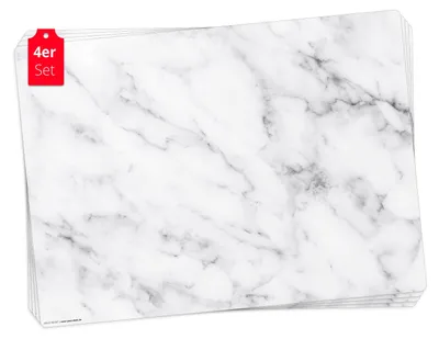 Produktbild von Tischsets | Platzsets abwaschbar – Prachtvoller weißer Marmor – aus Premium Vinyl (Kunststoff – BPA-frei) - 4 Stück - 44 x 32 cm -  Germany