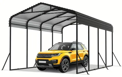 Image de Abri de voiture en métal - Toit de protection - Garage - Abri pour véhicule - Abri de stationnement - Dimensions : 600 x 370 x 260 cm