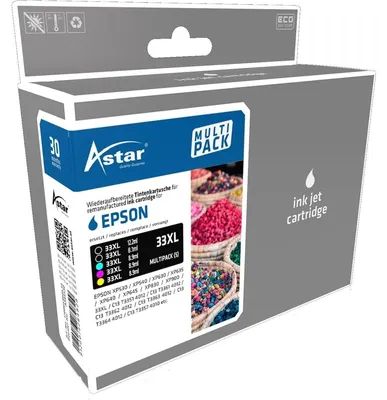Zdjęcie produktu dla Astar AS45530, Czarny, Cyjan, Purpurowy, Czarny fotograficzny, Żółty, 1 szt., Multipak