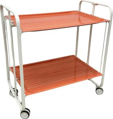 Image de DON HIERRO - Chariot de service pliable BAUHAUS avec roulettes - structure métallique blanche, 2 niveaux, 4 positions
