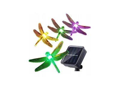 Obrázek produktu pro KIK KX4968 Světelný řetěz solární, vážka 30 LED, 6,5 m multicolor