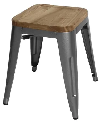 Bistro-Hocker 4er-Pack, grau, Holz-Sitz, 455 mm, Stahlrahmen