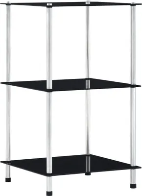 Produktbild von Regal mit 3 Ablagen Schwarz 40x40x67 cm Hartglas
