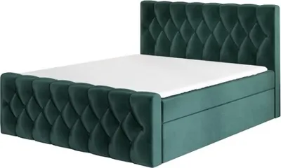 Produktbild von Boxspringbett LAND 160x200 mit 2 Bettkästen, Bonell-Matratze und Topper. Möbel vom Hersteller- Handarbeit!Bett Komplett-Set mit Matratze,Bettkasten & Kopfteil. Stoff SAVANA. Elegantes Bett mit massives Kopfteil. Stoff Samt.