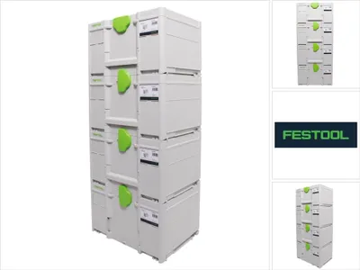 Zdjęcie produktu dla Festool Systainer Set 4x SYS3 M 237 ( 4x 204843 ) 21,4 litra 396x296x237mm Walizka narzędziowa z możliwością łączenia