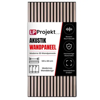 Immagine prodotto di LP Projekt Pannello da parete in legno 120x60 cm | Pannello acustico 3D moderno per ambienti e uffici | Pannello da parete decorativo color salmone pastello, adatto per pareti decorative