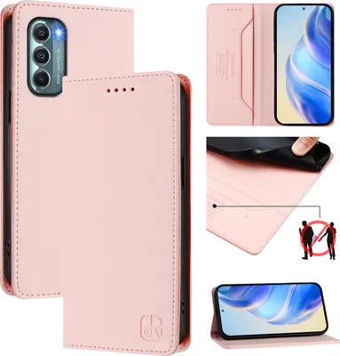Produktbild von Lederhülle für Motorola Moto G Stylus 2022 5G Hülle Flip Brieftasche Kartenfächern Ständer Schutzhülle Pink