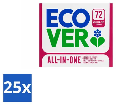 Produktbild von 25 x Ecover All-in-One Spülmaschinentabs - Zitrone & Mandarine - Vorteilspackung - 25 Stücke