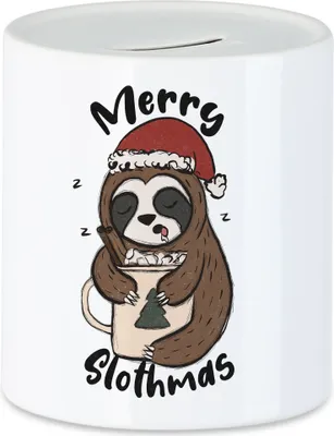 Produktbild von Merry Slothmas Spardose Weihnachten Merry Christmas Weihnachtsabend Zimt Heilig Abend Winter Weihnachtszeit