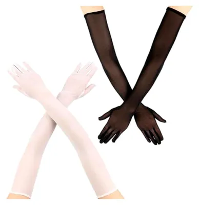 Produktbild von 2 Paar Fäustlinge, Tüllfäustlinge, Kostümärmel, Elastische Fäustlinge, Bekleidungszubehör