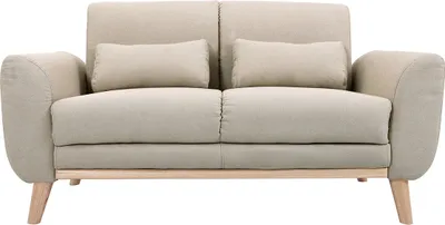 Produktbild von Miliboo - Design-Sofa 2 Plätze Stoff naturfarben und Eichenbeine EKTOR