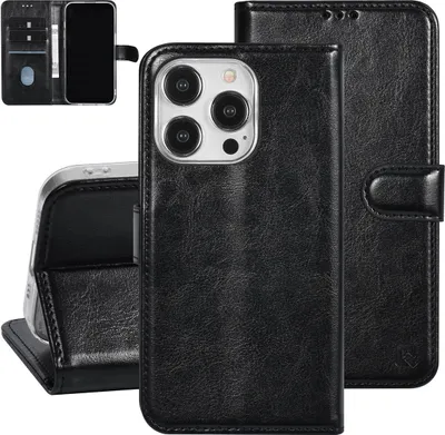 Produktbild von UNIQ Accessory iPhone 15 Pro Book type case - Card holder for 3 cards - Magnetic closure - Black