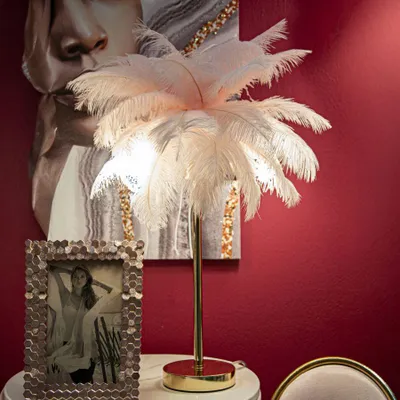 Immagine prodotto di Mauro Ferretti lampada da tavolo palma 2 luci E14 Ø 40x55 cm oro rosa