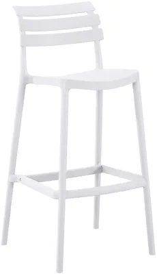 Produktbild von CLP Barhocker Rafan mit Lehne wetterfest UV-beständig robust bis 150 kg belastbar weiß