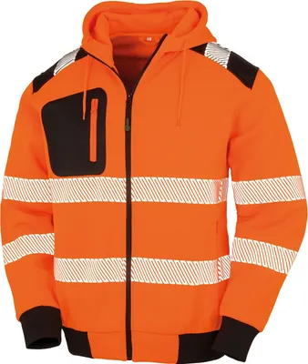 Zdjęcie produktu dla Bluza z kapturem dla mężczyzn, wykonana z materiałów pochodzących z recyklingu – Bezpieczeństwo RW8056 (rozmiar S) (fluorescencyjny pomarańczowy/czarny)