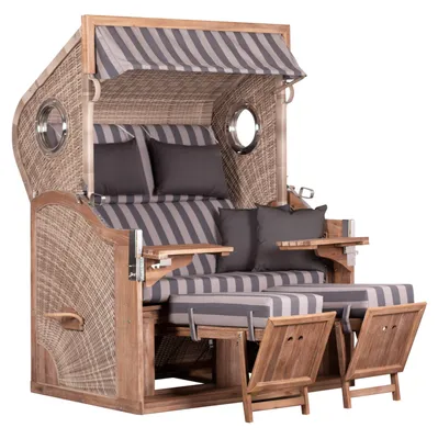 Produktbild von deVries Strandkorb TRENDY PURE GREENLINE 175XL PE Gartenstrandkorb 135x90x165 cm