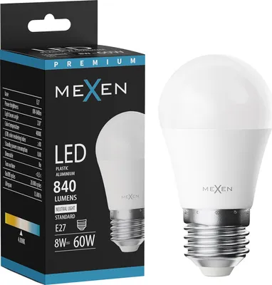 Zdjęcie produktu dla Mexen Nova żarówka LED E27, G45, 8W, Neutralna - 4000K, 840 lm - L101-E27-0840-01