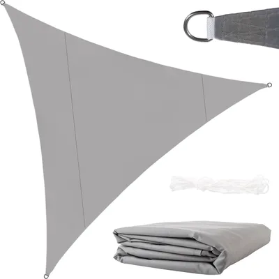 Immagine prodotto di Tenda triangolare 4x4x4 m per una protezione affidabile dal sole Impermeabile incl. fissaggio Giardino Spiaggia Campeggio 23142, colore:Grigio