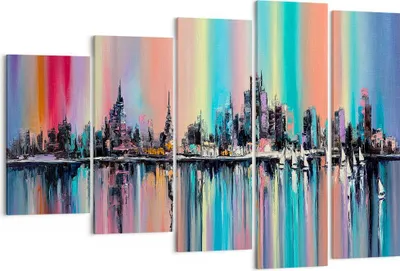 Produktbild von Bild auf Leinwand - Leinwandbild - Stadt Aussicht Wasser - 150x100cm - Wand Bild - Wanddeko - Leinwanddruck - Bilder - Kunstdruck - Wanddekoration - Leinwand bilder - Wandkunst - EG150x100-3439