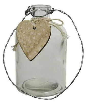 Produktbild von Kaemingk Glasvase Transparent in Flaschenform & Herzanhänger Ø 8 cm x 12,5 cm