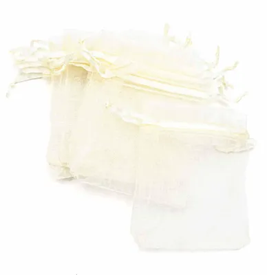 Produktbild von Vintageparts 10 Organzasäckchen in Creme-Weiß, 9 x 7 cm