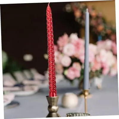 Produktbild von 12 Stück massive Spiralkegelkerzen als Kerzendekoration für Abendessen, Hochzeiten und religiöse Zeremonien