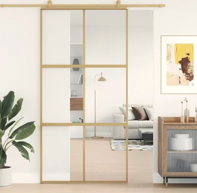 Produktbild von Cloris Designermöbel Schiebetür Golden 102,5x205 cm ESG-Klarglas und Aluminium 2024 Neu