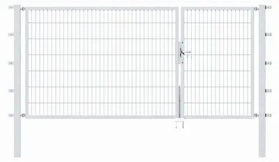 Produktbild von Alberts Doppeltor Flexo mit Zubehör, zum Einbetonieren, feuerverzinkt, Breite 300 cm (100 cm + 200 cm), Höhe 140 cm