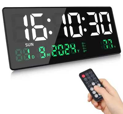 Digitale LED-Wanduhr 40 cm, großes Display, mit Fernbedienung