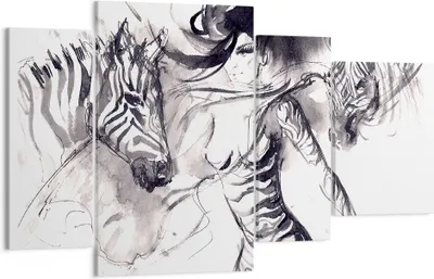 Produktbild von Bild auf Leinwand - Leinwandbild - Zebras Bewegung Eleganz weiblich - 120x70cm - Wand Bild - Wanddeko - Leinwanddruck - Bilder - Kunstdruck - Leinwand bilder - Wandkunst - DL120x70-3013