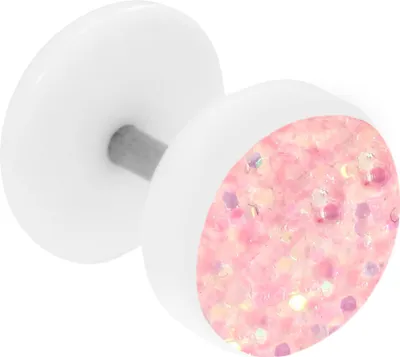 Produktbild von Fake Plug Ohrstecker weiß Glitterline Farbe - Pink-Aurora Borealis