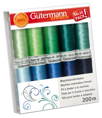 Stickgarn-Set, mehrfarbig, 200 m, 10 Spulen