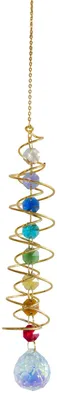 Produktbild von Suncatcher "Helix Spirale" Eisen goldfarben mit 30mm Kristallkugel 5x40cm
