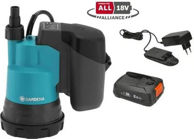 Produktbild von Akku-Klarwasser-Tauchpumpe 2000/2 18V P4A Set, Tauch- / Druckpumpe (türkis/schwarz, Li-Ion Akku 2,5Ah P4A, POWER FOR ALL ALLIANCE)