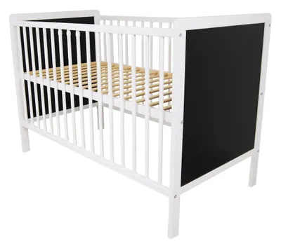Produktbild von Babybett "Czaruś" 120x60, Farbe weiß/schwarz + Matratze von Danpol