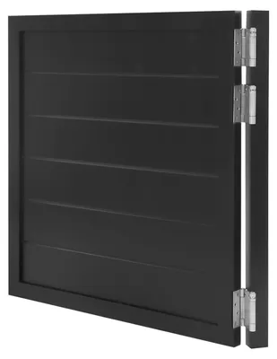 Image de Demi-porte en pin - Porte de séparation 90 x 90 cm - Fermeture automatique -manuelle - Pour le jardin - Noir