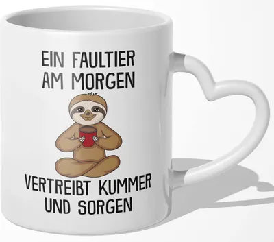 Produktbild von 22Feels Faultier Tasse Süßes Tier Spruchtasse Geschenk Wichteln Secret Santa Arbeitskollege Büro Humor Witzig Geburtstag Weihnachten Männer Frauen (Herzhenkel Weiss)