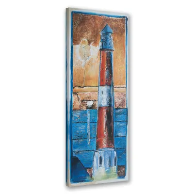 Produktbild von Leinwandbild Gemalter Leuchtturm 40x120 Feeby Blau bild für die wand bereit zum aufhängen
