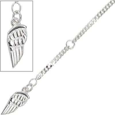 Produktbild von JOBO Fußkettchen Fußkette Flügel 925 Sterling Silber rhodiniert Federring