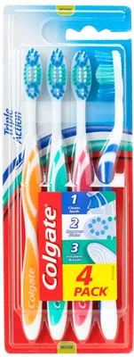 Obrázok produktu pre Colgate Triple Action, Kartáček na zuby, Stredná Tvrdosť, Balenie 4 Kusy