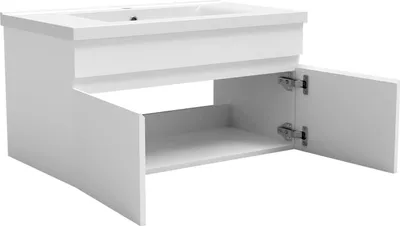 Produktbild von Waschtisch mit Unterschrank 80cm BERGEN Badmöbel Set Weiß Keramik Waschbecken mit Unterschrank MDF Softclose