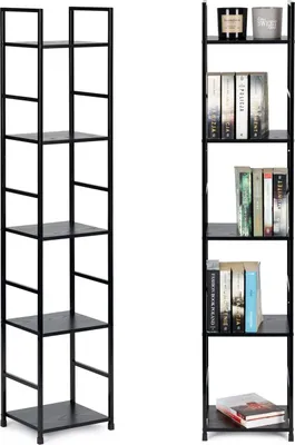 Obrázek produktu pro Moderní dřevěná knihovna s kovovým rámem LOFT 5 polic
