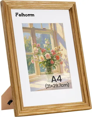Obrázek produktu pro Rám na fotografie, formát A4, z dubového dřeva, rozměry 21 x 29,7 cm, se sklem, určený k zavěšení na zeď