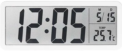 Image de Horloge murale numérique avec grands chiffres, affichage de la température et format 12/24 heures - blanche, pour le bureau, le salon et la chambre à coucher.